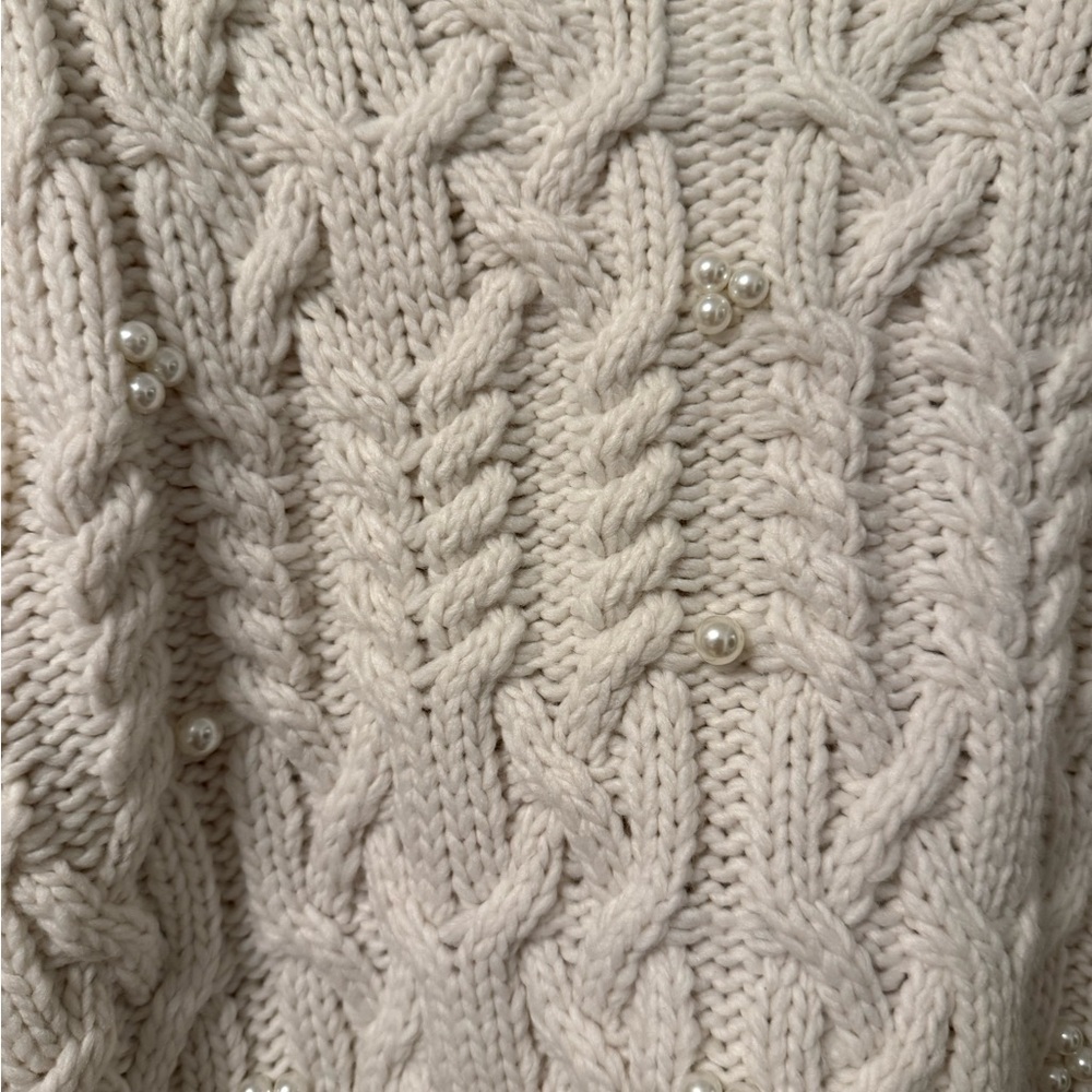 Zara Cream Cable Knit Sweater - Picture 3 of 6